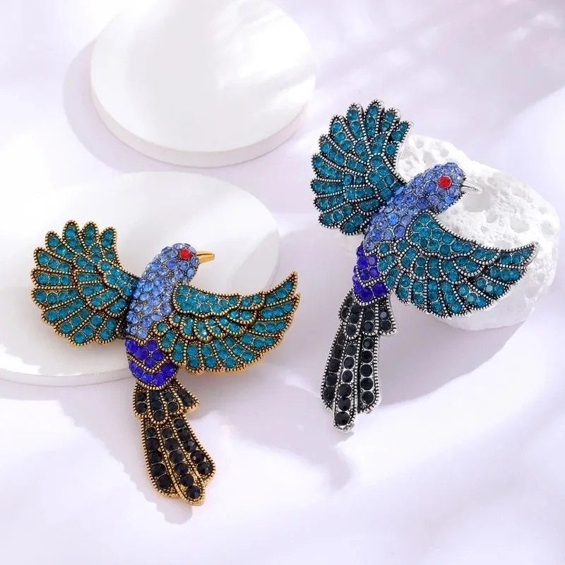 Retro Bird Alloy Inlay Rhinestones Women's Corsage Brooches