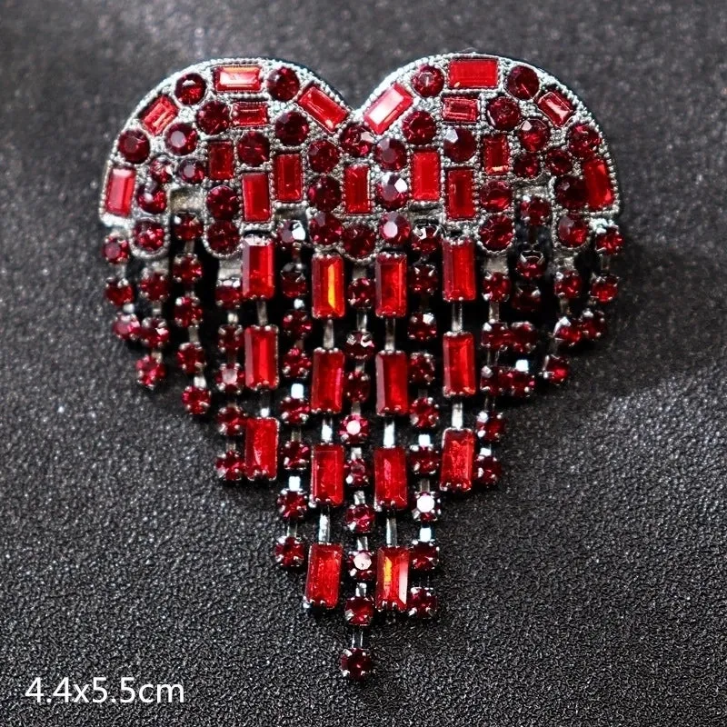 Retro Letter Moon Flower Alloy Inlay Artificial Gemstones Women's Brooches