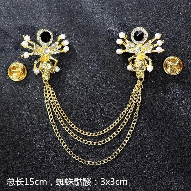 Retro Letter Moon Flower Alloy Inlay Artificial Gemstones Women's Brooches