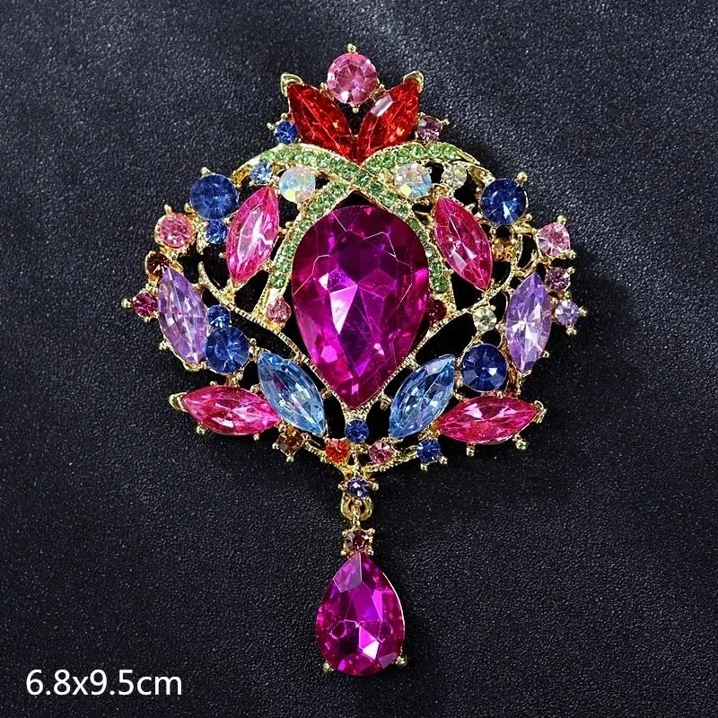 Retro Letter Moon Flower Alloy Inlay Artificial Gemstones Women's Brooches