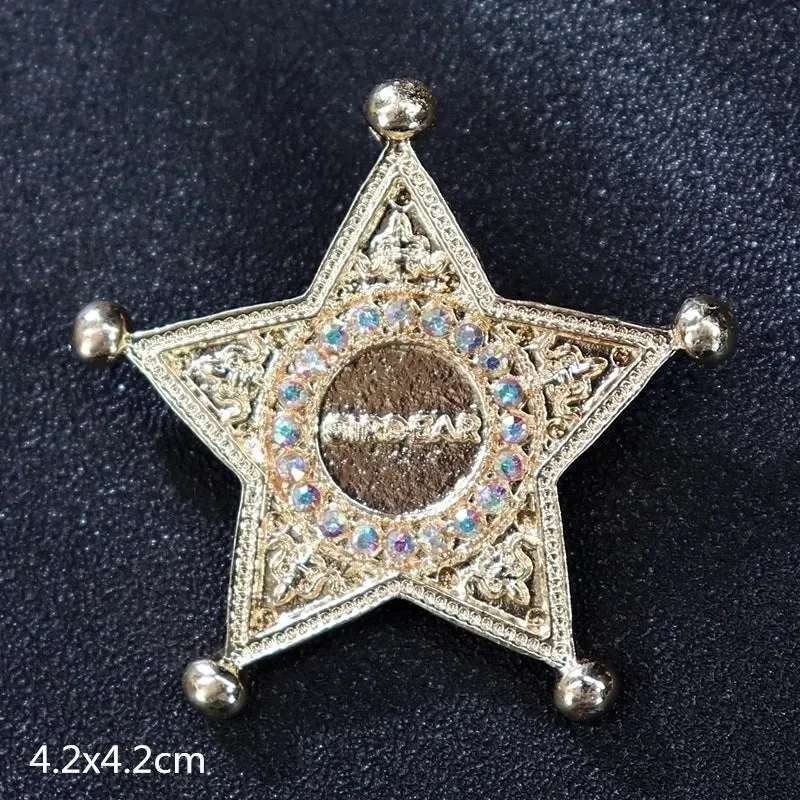 Retro Letter Moon Flower Alloy Inlay Artificial Gemstones Women's Brooches