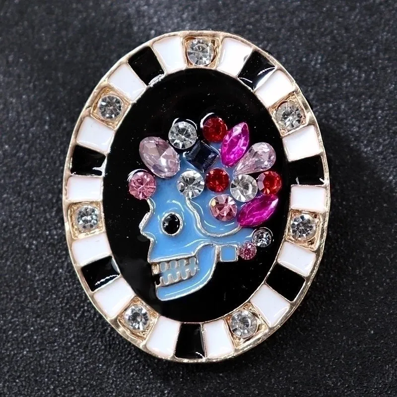 Retro Letter Moon Flower Alloy Inlay Artificial Gemstones Women's Brooches