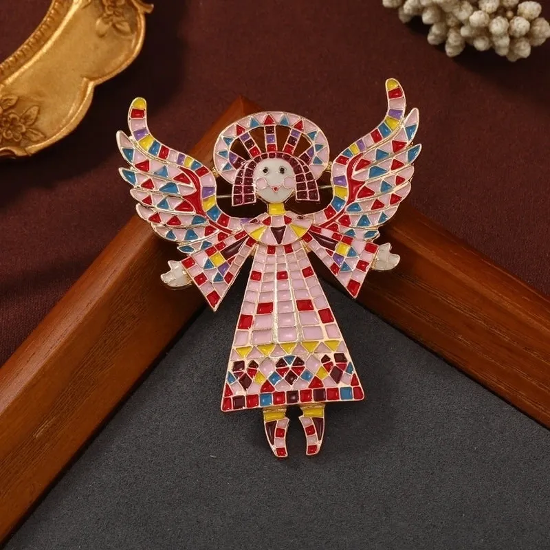 Retro Pin Angel Alloy Enamel Women'S Brooches
