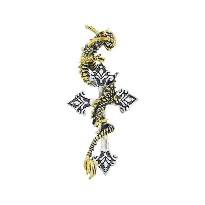 Retro Pin Animal Dragon Alloy Enamel Rhinestones Unisex Brooches