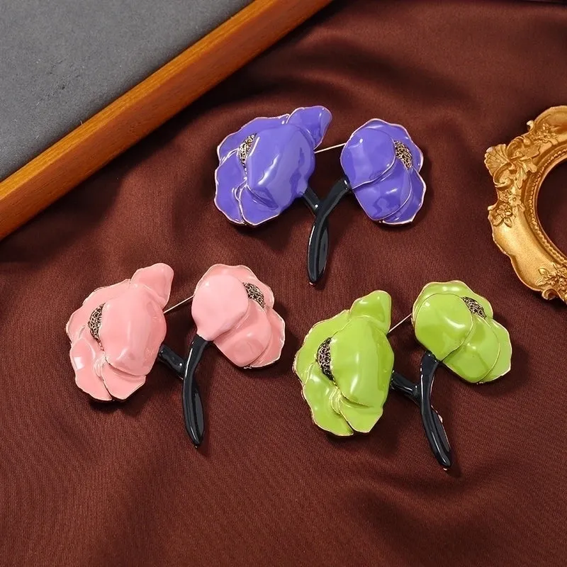 Retro Pin Flower Alloy Enamel Women'S Brooches