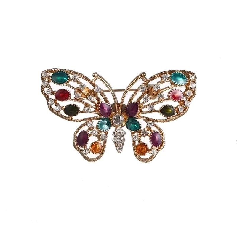 Retro Pin Insect Butterfly Rhinestone Unisex Brooches