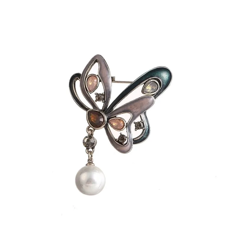 Retro Pin Insect Butterfly Rhinestone Unisex Brooches