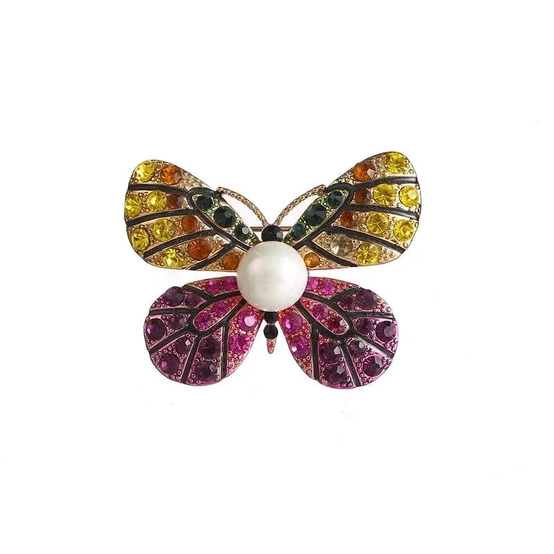 Retro Pin Insect Butterfly Rhinestone Unisex Brooches