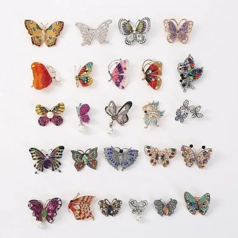 Retro Pin Insect Butterfly Rhinestone Unisex Brooches