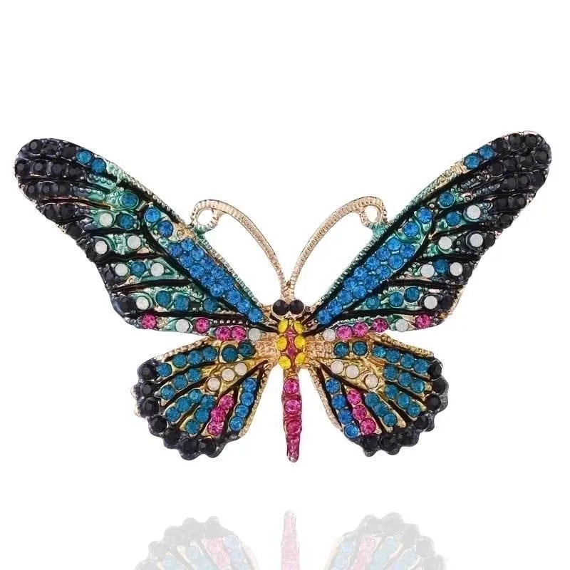 Retro Pin Insect Flower Butterfly Alloy Inlay Artificial Gemstones Women'S Brooches