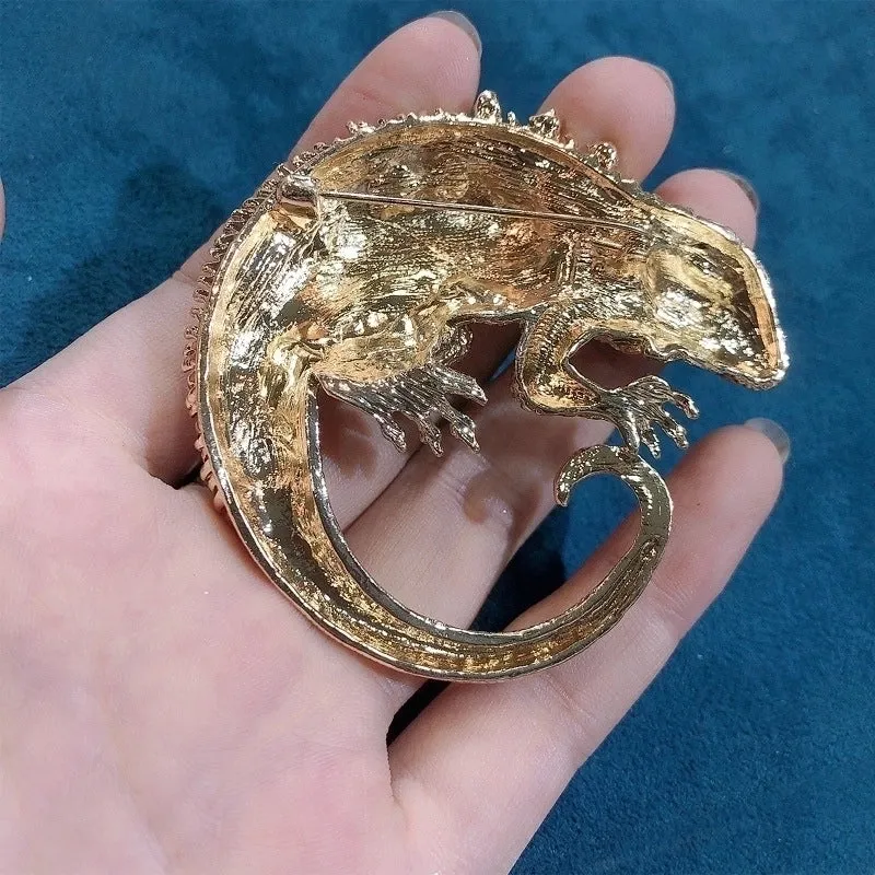 Retro Pin Lizard Alloy Plating Inlay Artificial Gemstones Rhinestones Unisex Brooches