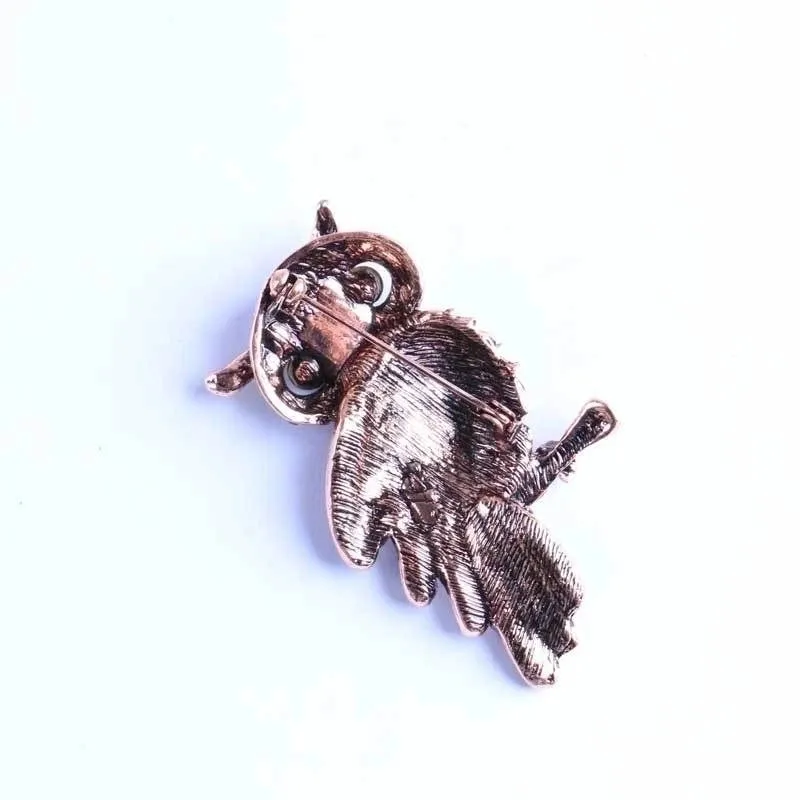 Retro Pin Owl Alloy Plating Zircon Women's Brooches