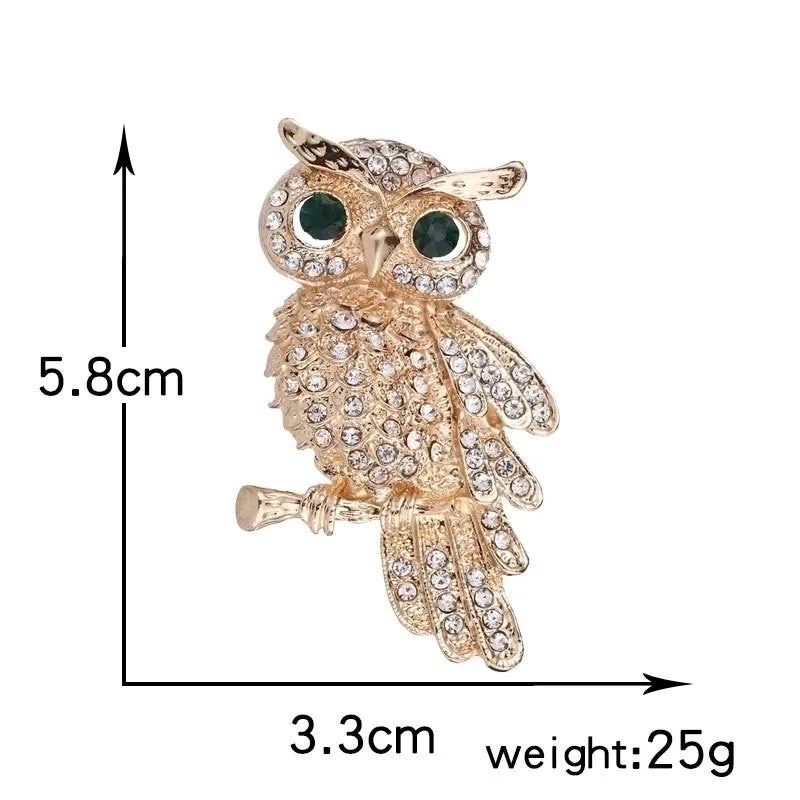 Retro Pin Owl Alloy Plating Zircon Women's Brooches