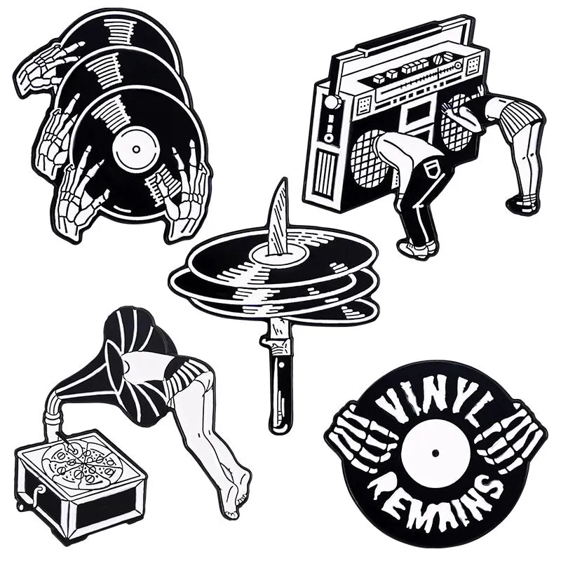 Retro Pin Radio Disc Alloy Plating Unisex Brooches