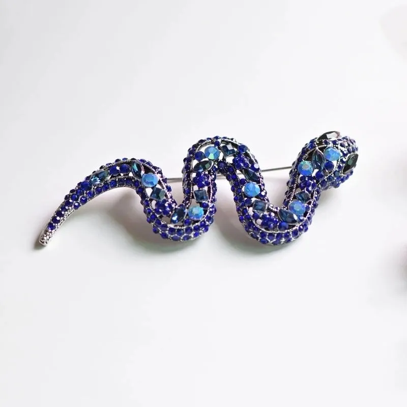 Retro Pin Snake Alloy Plating Inlay Rhinestones Women'S Brooches 1 Piece