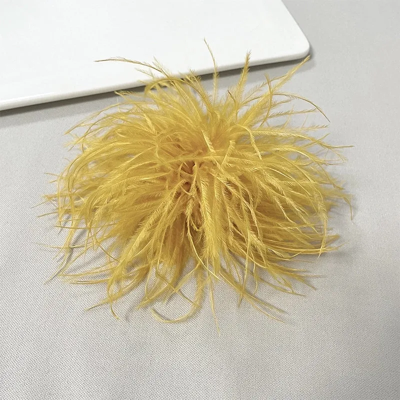 Retro Pin Solid Color Ostrich Hair Women's Brooches