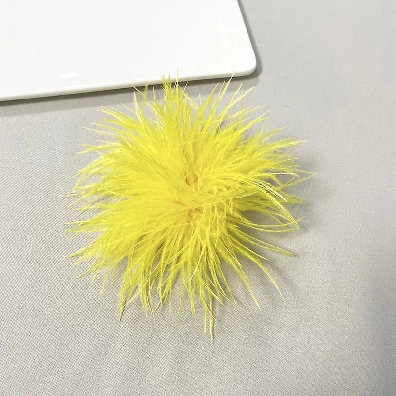 Retro Pin Solid Color Ostrich Hair Women's Brooches