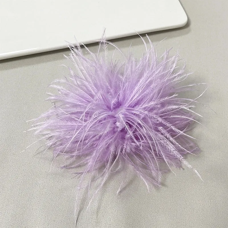 Retro Pin Solid Color Ostrich Hair Women's Brooches