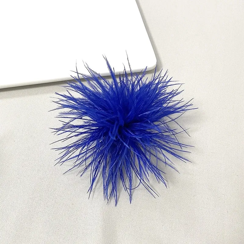 Retro Pin Solid Color Ostrich Hair Women's Brooches