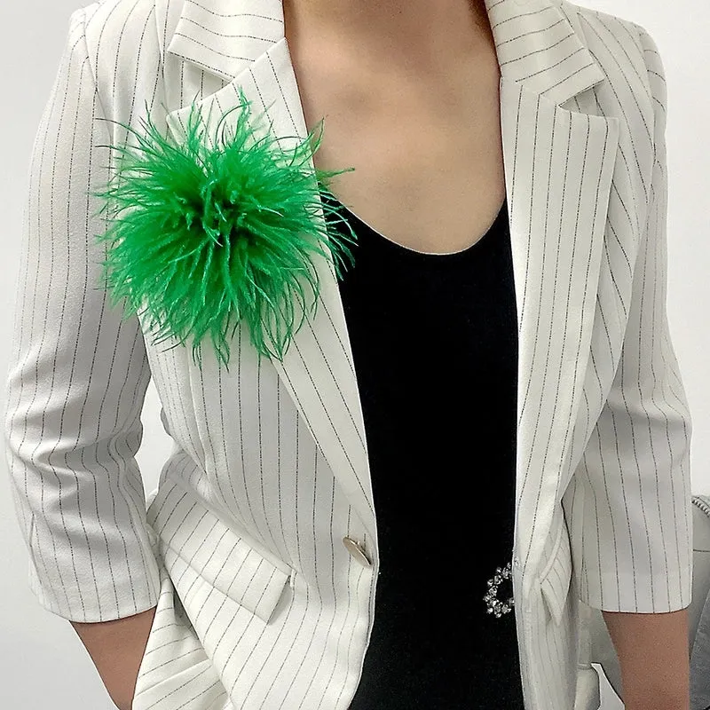 Retro Pin Solid Color Ostrich Hair Women's Brooches