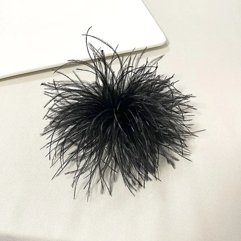 Retro Pin Solid Color Ostrich Hair Women's Brooches