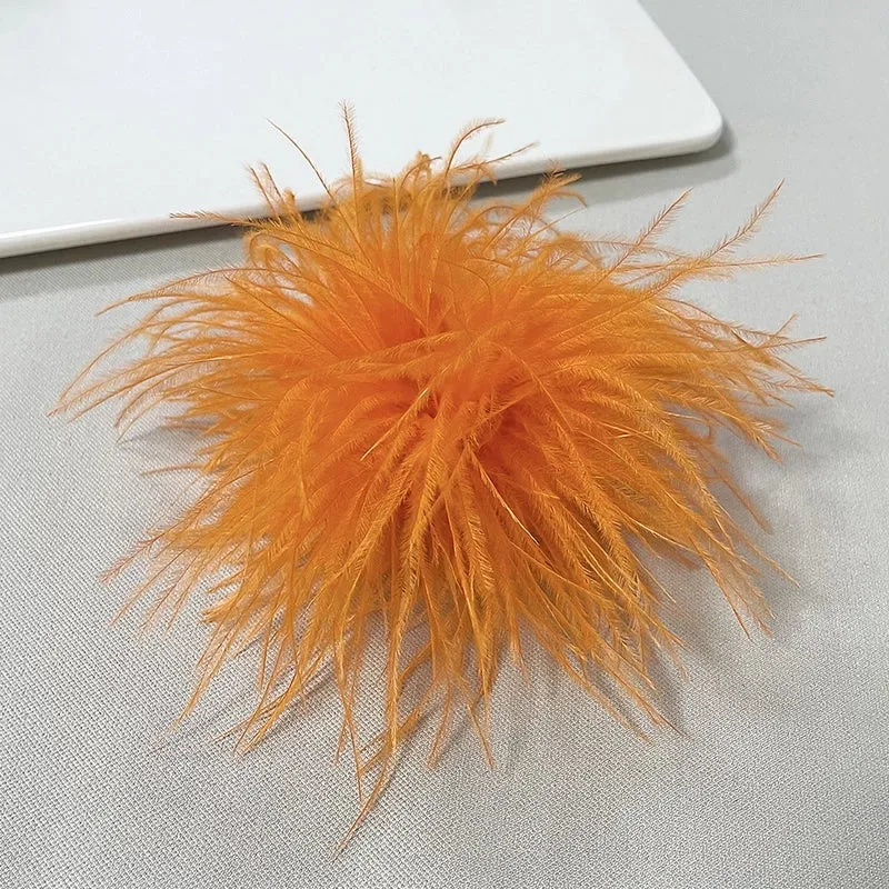 Retro Pin Solid Color Ostrich Hair Women's Brooches