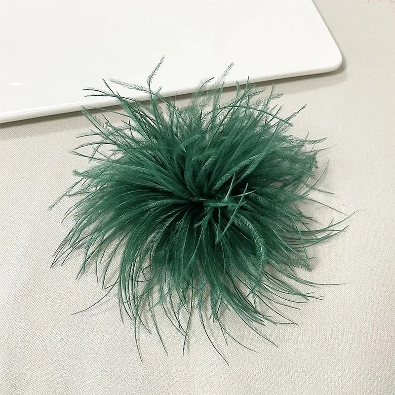Retro Pin Solid Color Ostrich Hair Women's Brooches