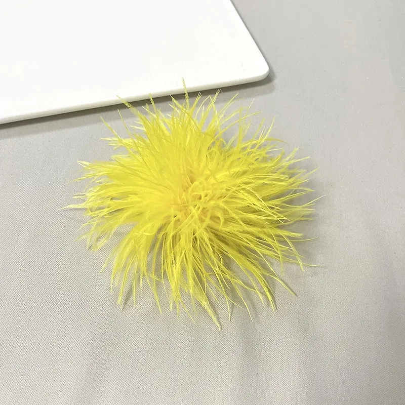 Retro Pin Solid Color Ostrich Hair Women's Brooches