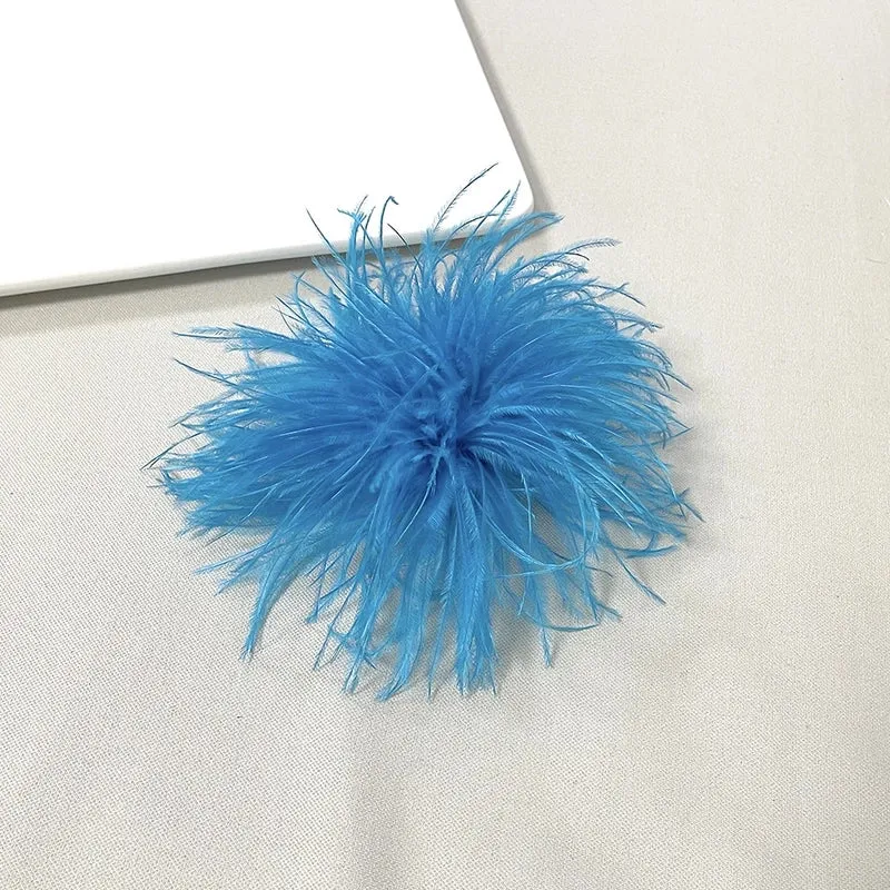 Retro Pin Solid Color Ostrich Hair Women's Brooches