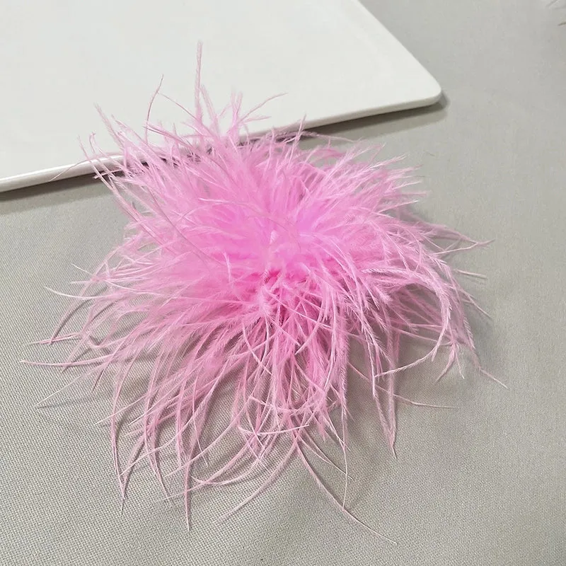 Retro Pin Solid Color Ostrich Hair Women's Brooches