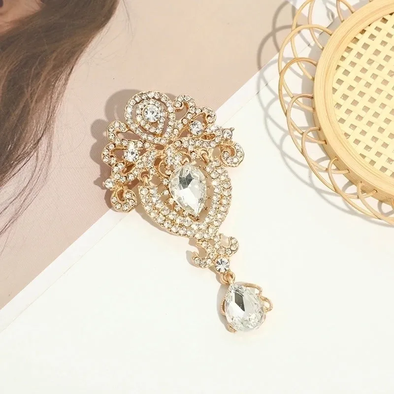 Retro Pin Water Droplets Alloy Rhinestones Women'S Brooches