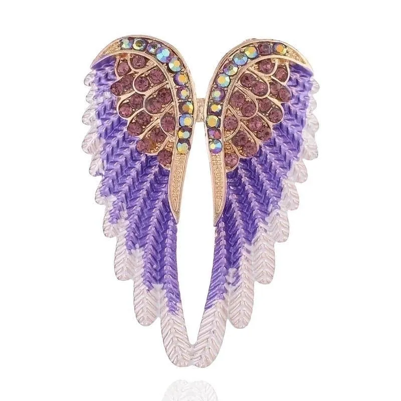 Retro Pin Wings Alloy Inlay Artificial Gemstones Unisex Brooches