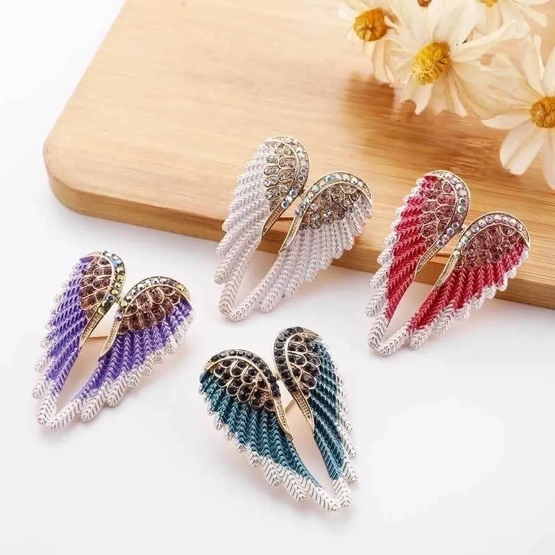 Retro Pin Wings Alloy Inlay Artificial Gemstones Unisex Brooches