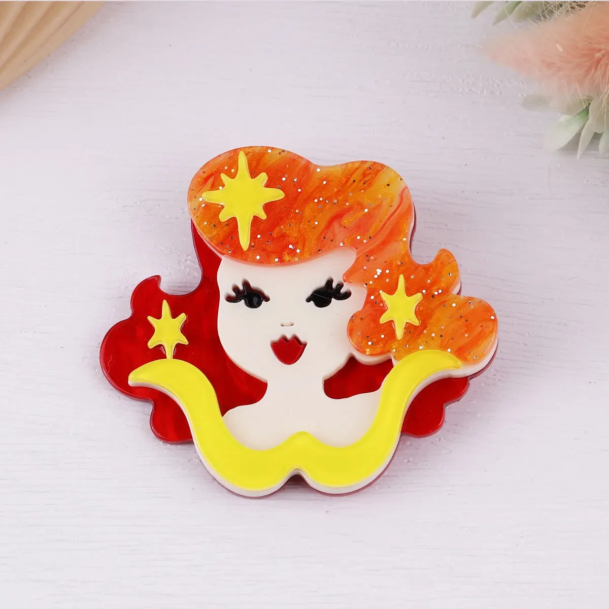 Retro Star Acrylic Brooch