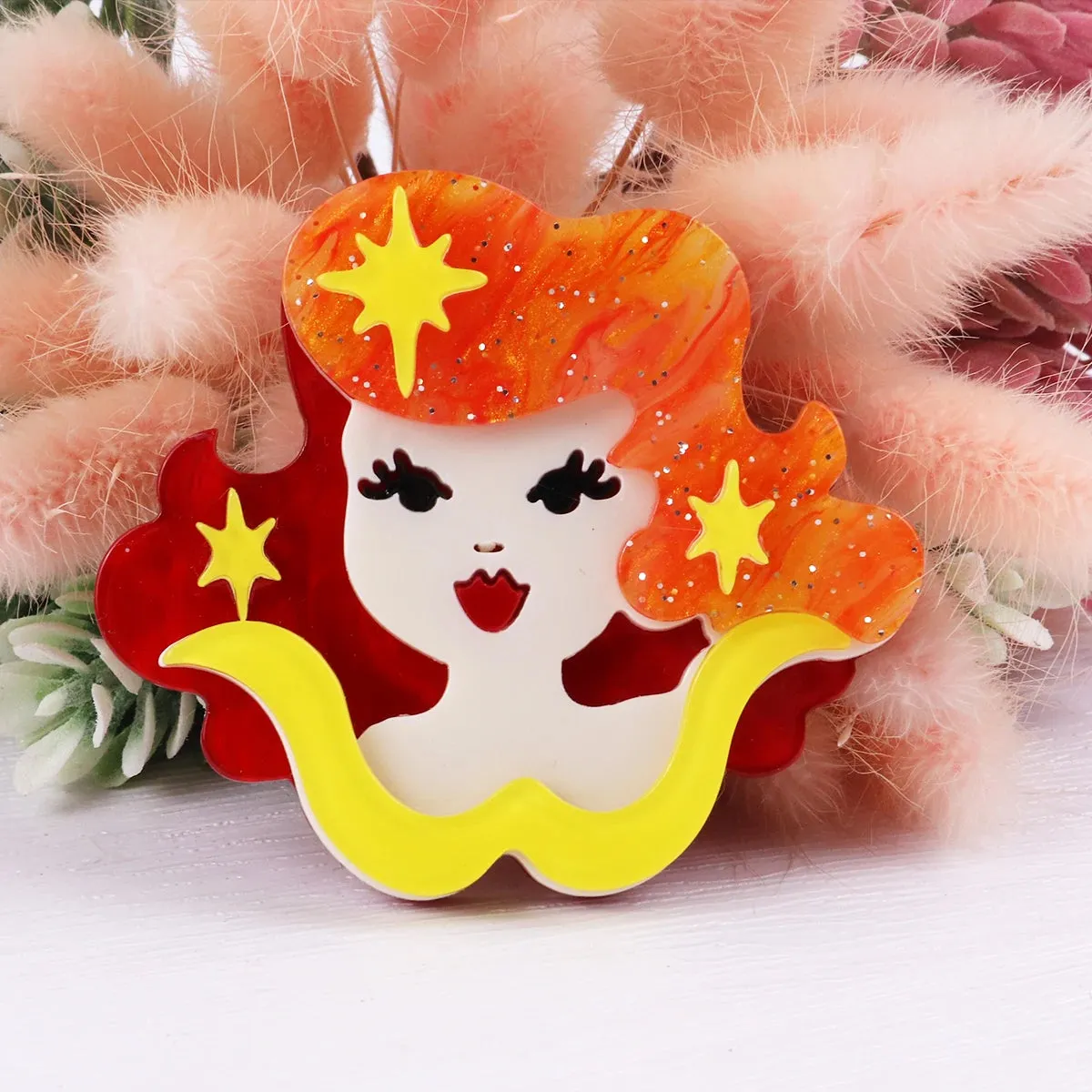 Retro Star Acrylic Brooch