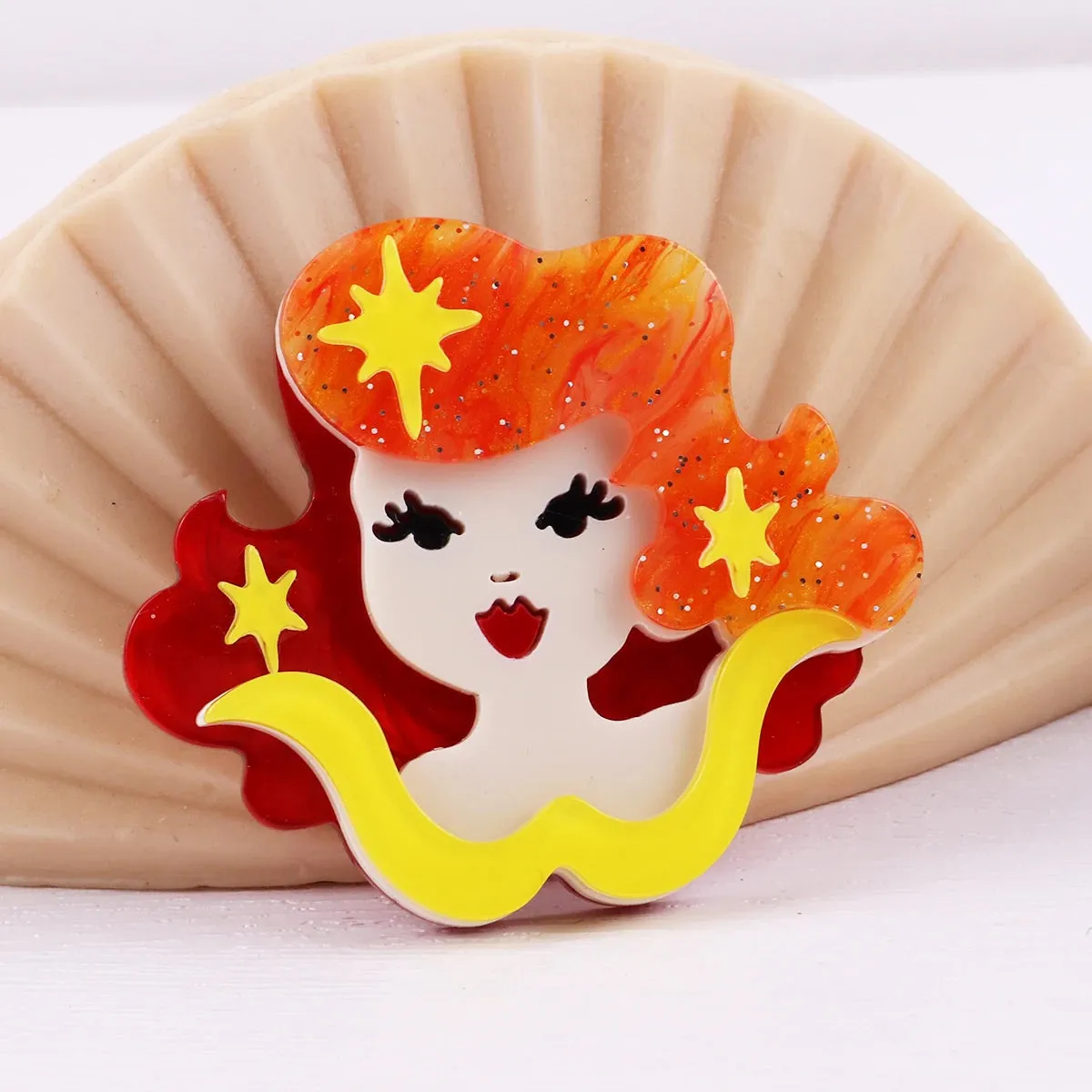 Retro Star Acrylic Brooch