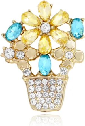 Rhinestone Flower Brooch Cute Floral Crystal Pearl Brooches and Pins for Women Gold brooch Fashion Jewelry for Women Men Gift