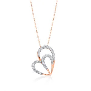 Rose Gold Diamond Eternal Double Heart Pendant