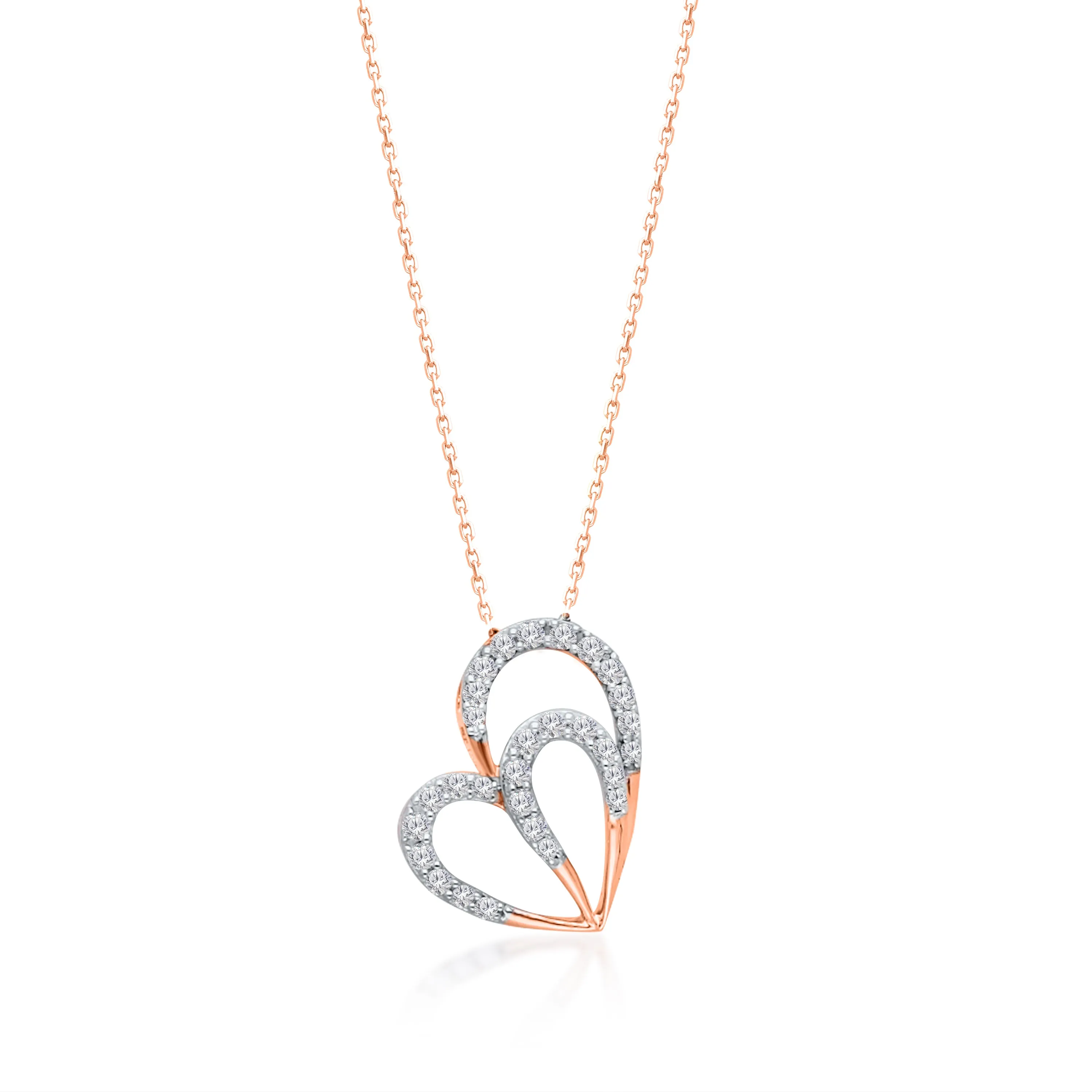 Rose Gold Diamond Eternal Double Heart Pendant
