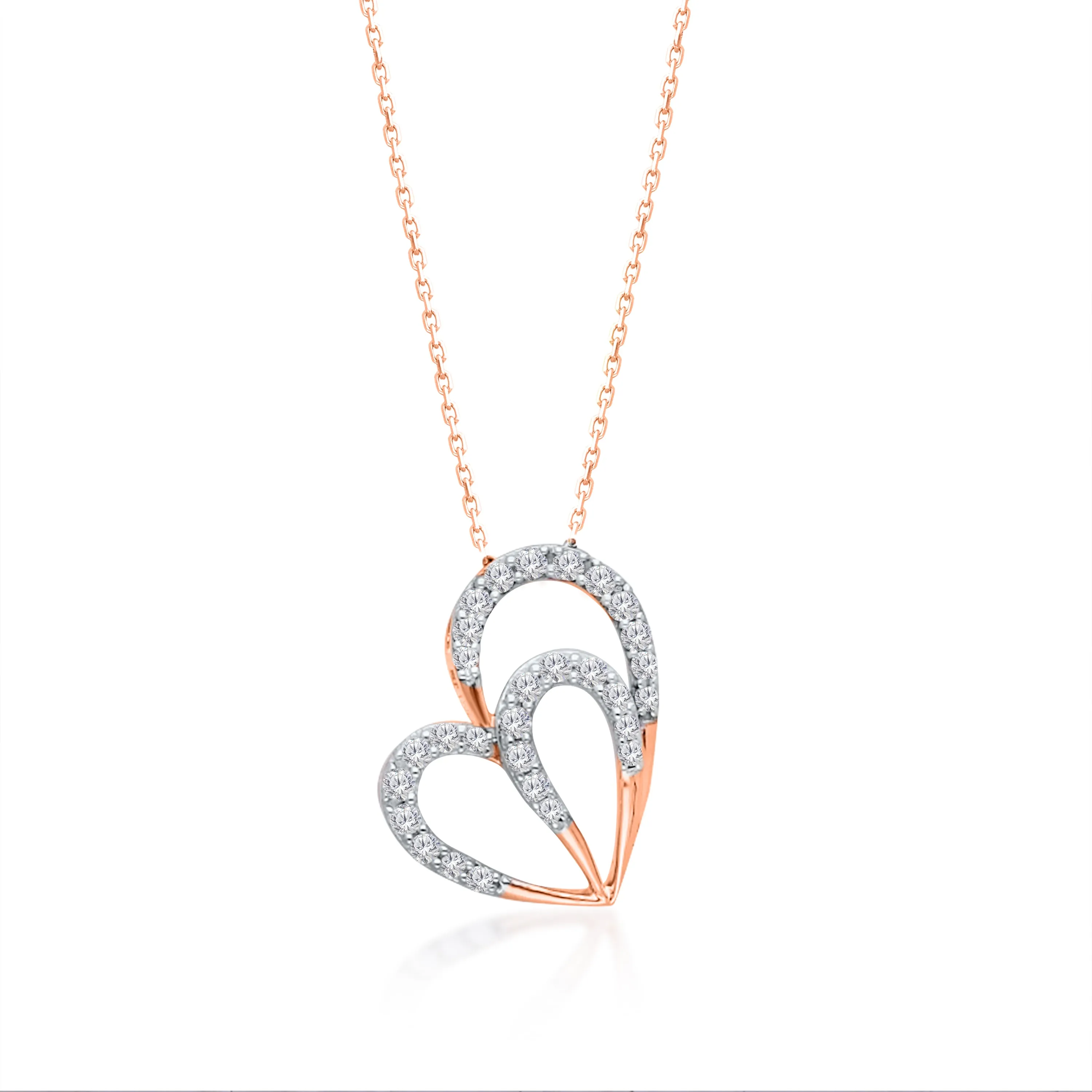 Rose Gold Diamond Eternal Double Heart Pendant