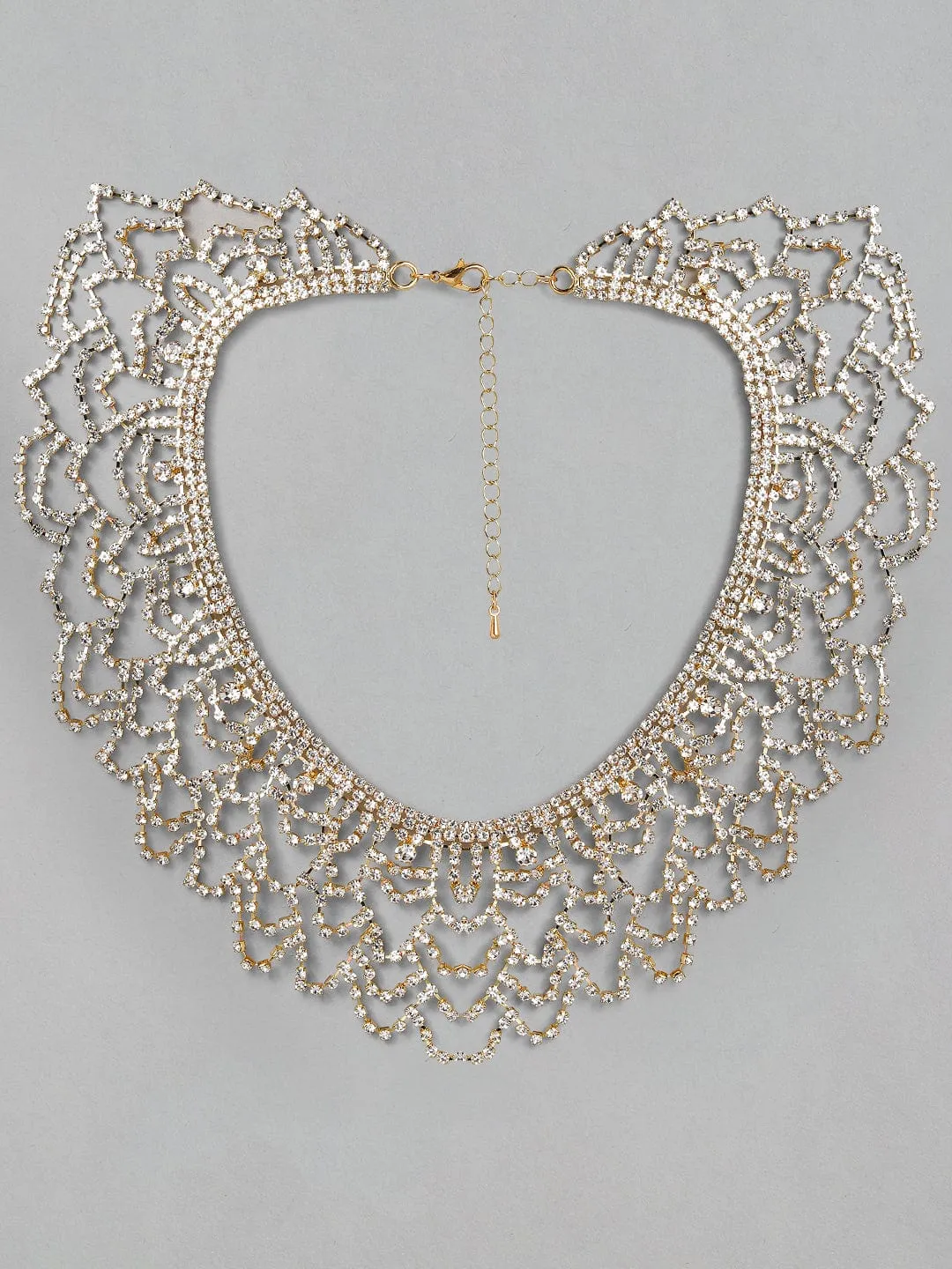 Rubans Gold Toned Handcrafted Zircon Stone Necklace