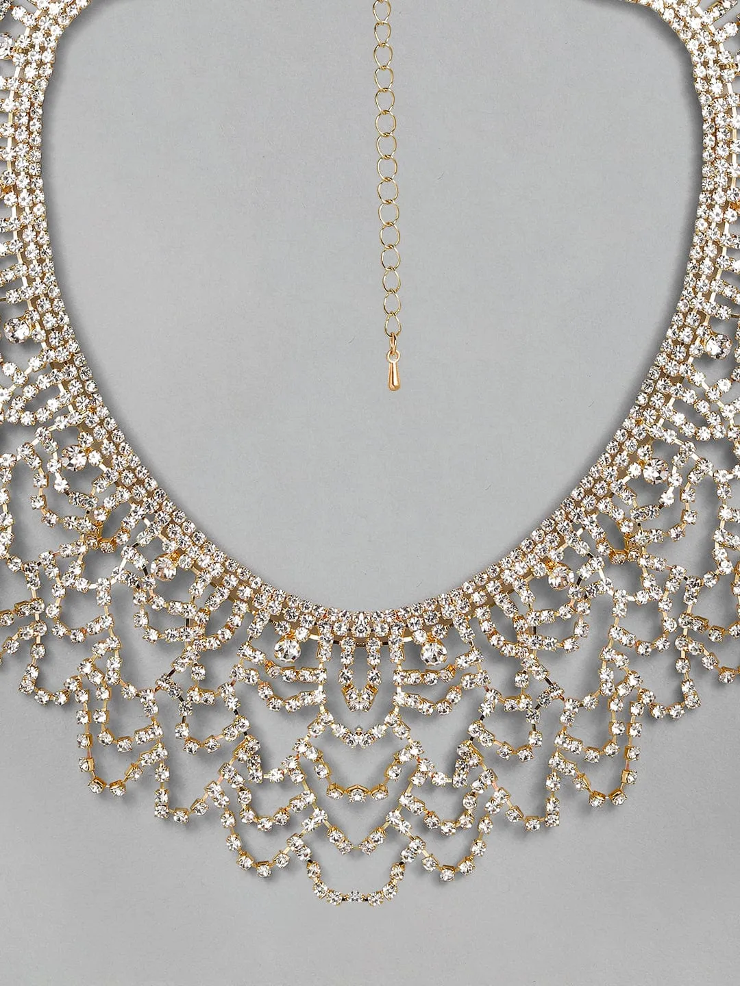 Rubans Gold Toned Handcrafted Zircon Stone Necklace