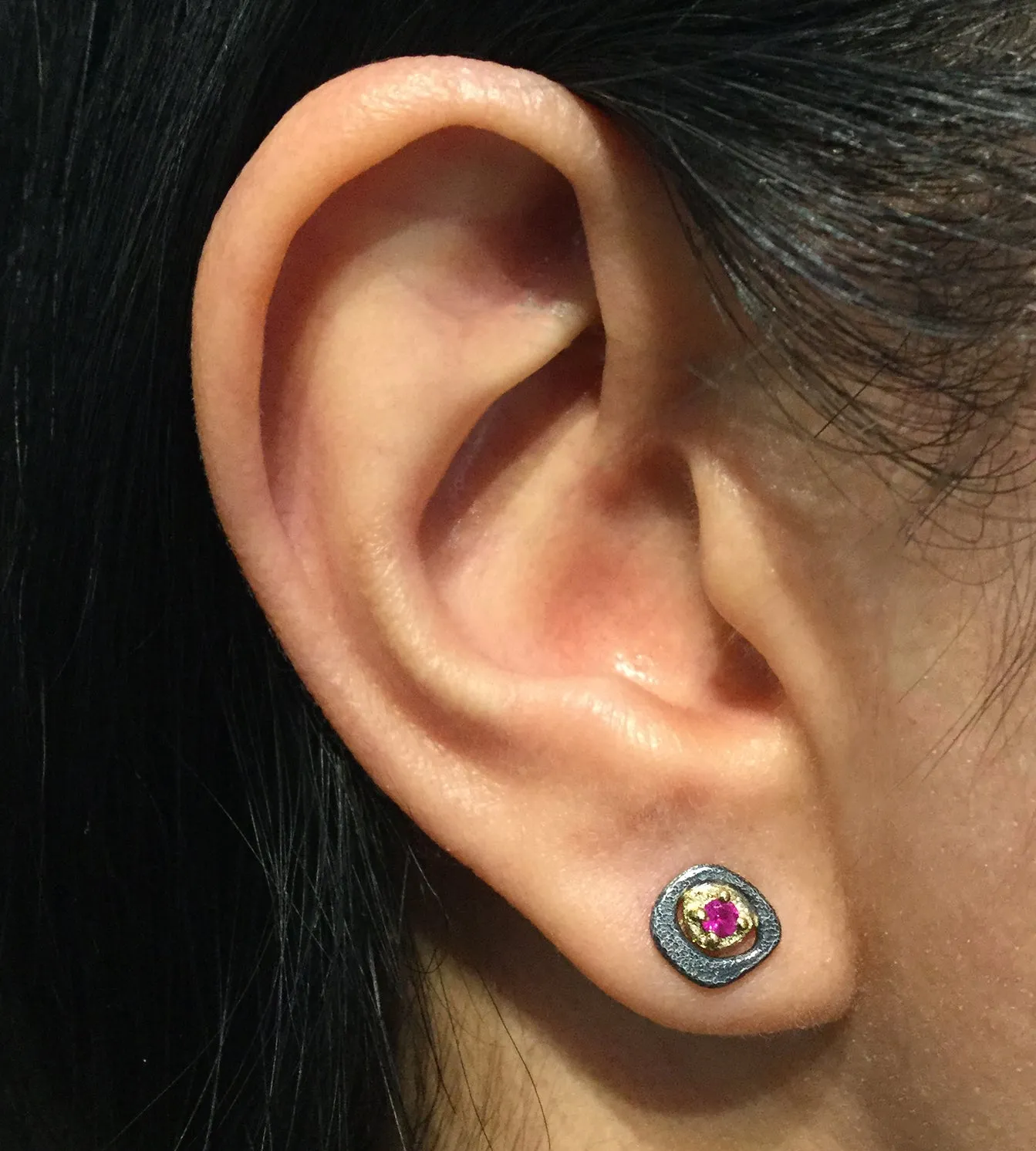 Ruby Pebble Stud Earrings