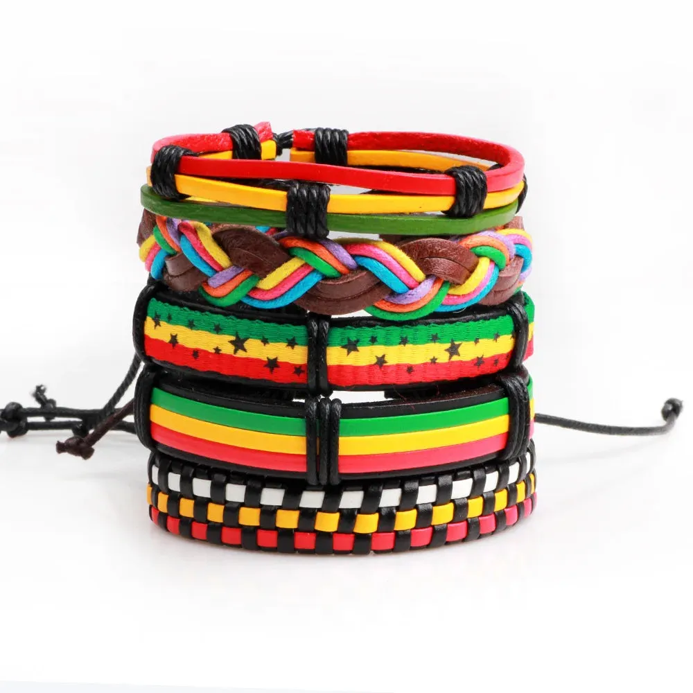 Rugged Reggae Wrap Bracelets for Men