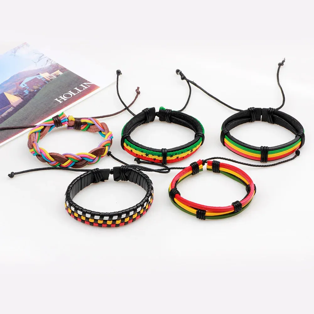 Rugged Reggae Wrap Bracelets for Men