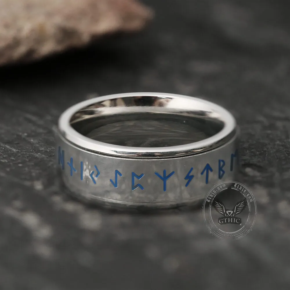 Runes Stainless Steel Spinner Ring