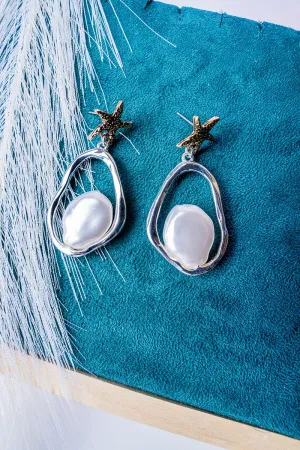 SALE! Pearl Cove Two-Tone Starfish Drop Earrings