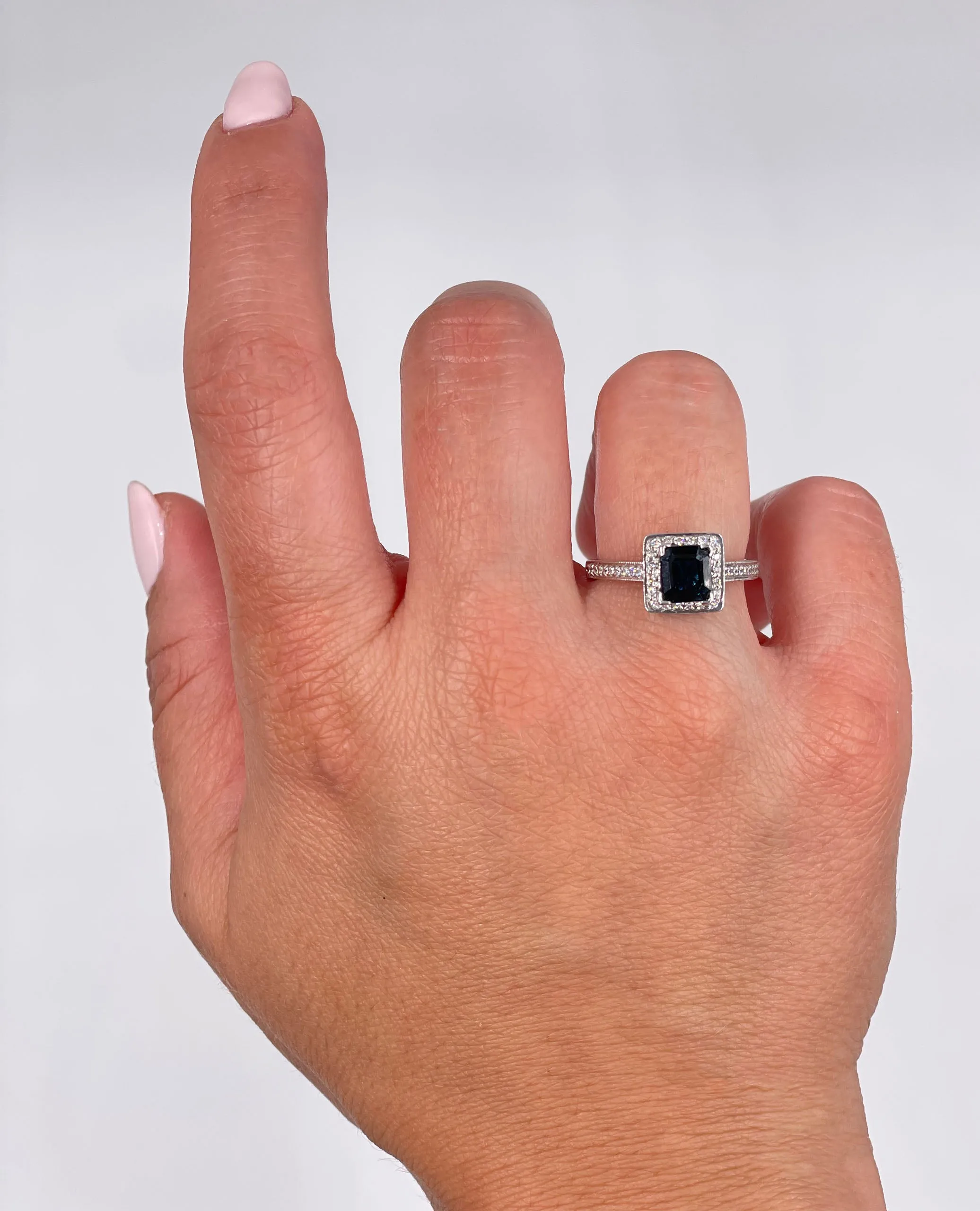 Scott Kay 14K White Gold 'Contemporary' Engagement Ring with Center Sapphire