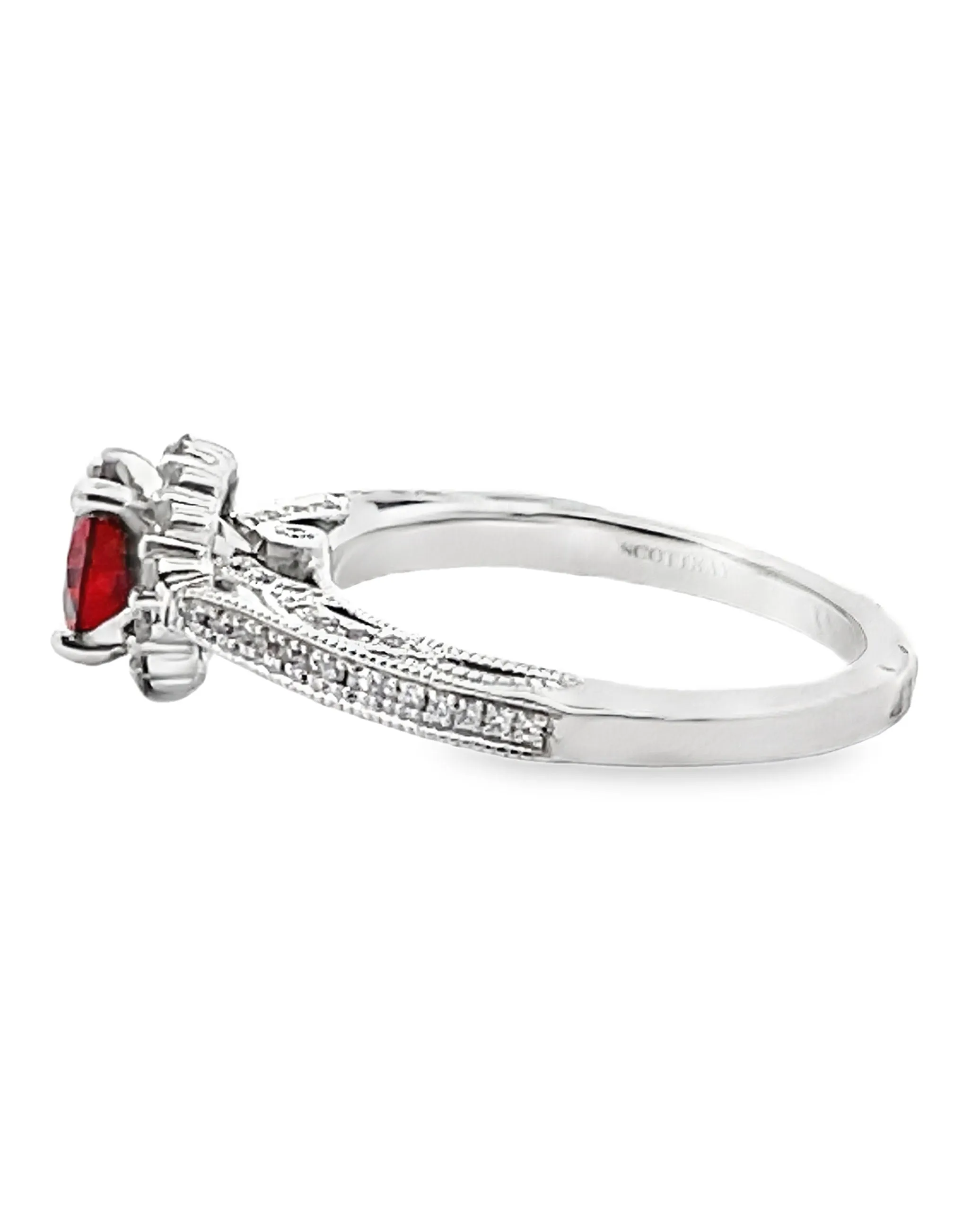 Scott Kay 14K White Gold 'Contemporary' Garnet & Diamond Ring