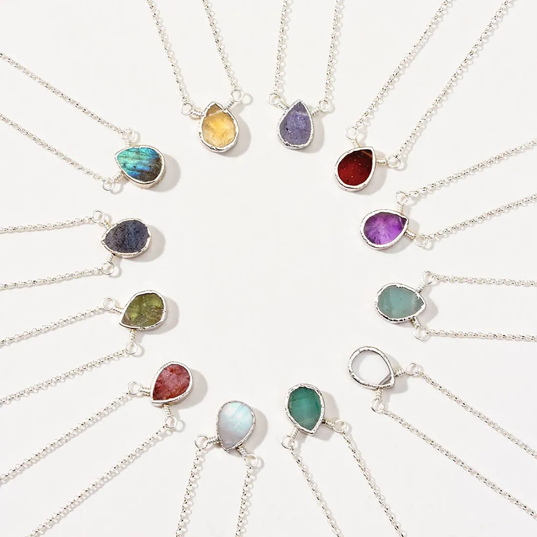 Silver Birthstone Necklaces